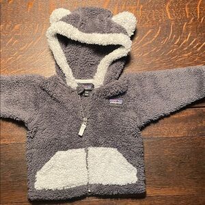 Patagonia Gray and White Kids Hoodie